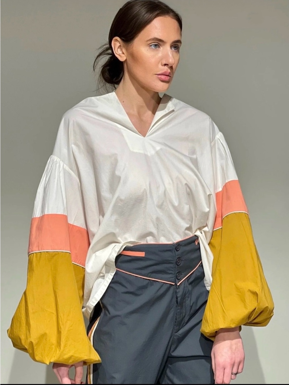 Anthropologie 🌸 $232 Mes Demoiselles Priam Colorblocked Blouse 🧡 Size 0 🌸 XS